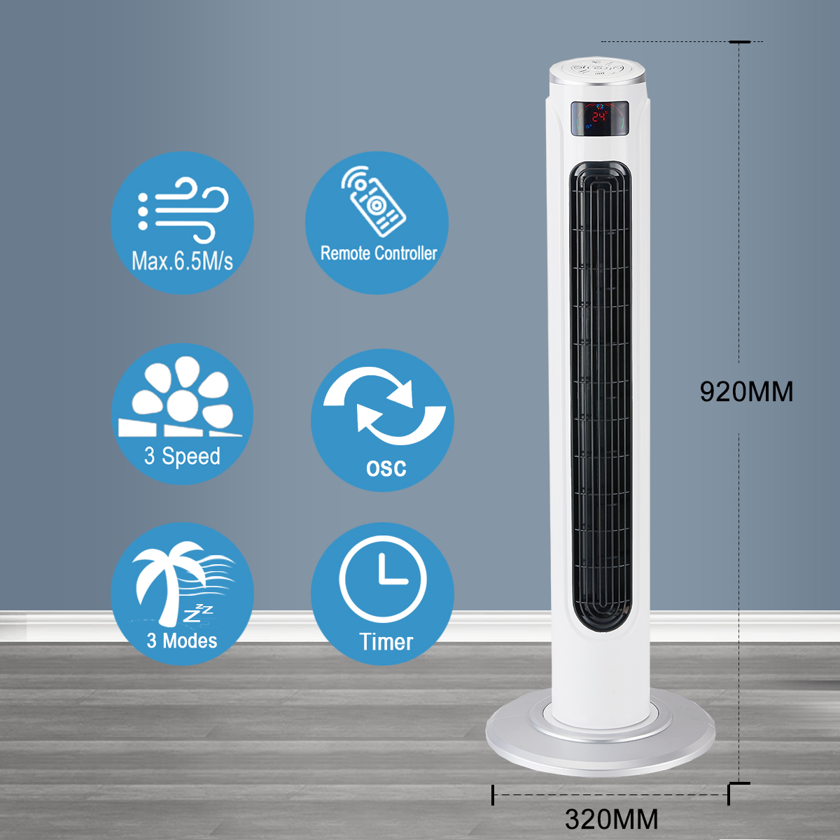 Remote Control Tower Fan with LED Display (white) (TF3608R) - ExtraStar ...