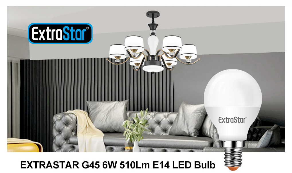 EXTRASTAR E14 LED SES Golf Ball Bulbs, 6W Small Edison Screw G45 Bulb, Cool White 6500K Daylight Energy Saving Light Bulb, 42W Equivalent, 510LM, Non-Dimmable