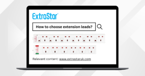 Switched and unswitched extension leads displayed by the search engine with the company mark of Extrastar