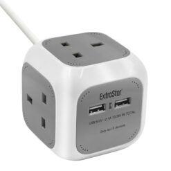 4 Gang Power Cube with 2 USB Ports
