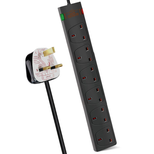 6 Gang Unswitched Surge-Protected Extension Lead